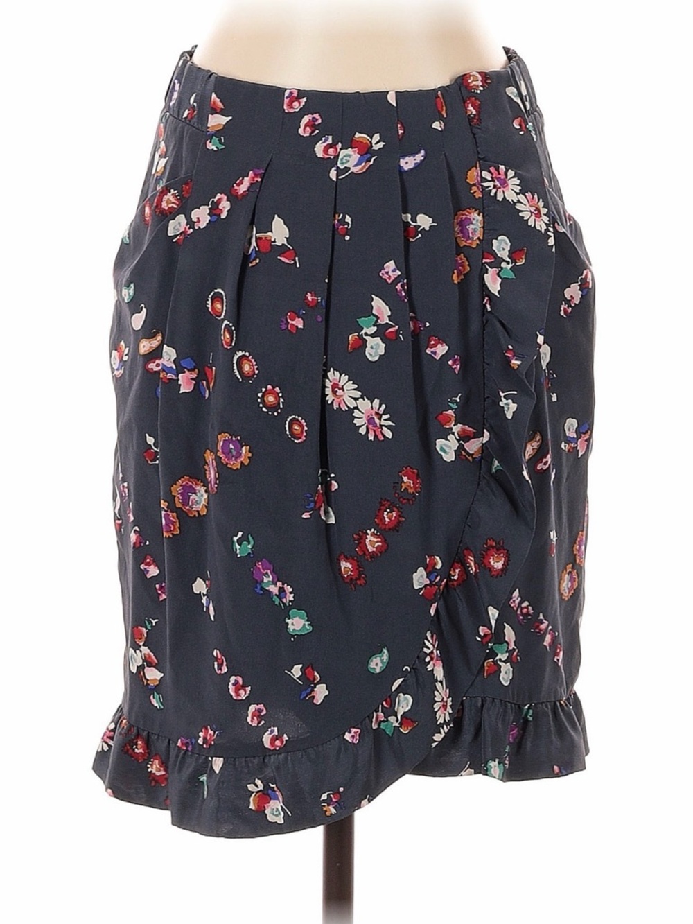 Rebecca Taylor Silk Navy Floral Mini Skirt 2